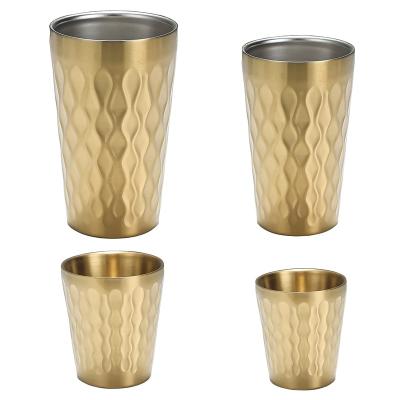 China 2023 New Gold Double Wall Vacuum Beer Tea Cup Coffee Mug Tumbler 304 Stainless Steel Printing Luxury Outdoor Reusable Mug for sale