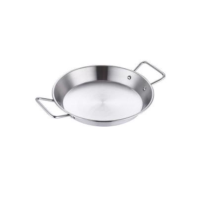 China Viable Wholesale Kitchen Appliances Stainless Steel Seafood Pan Mini Paella Pot Frying Pan Set for sale