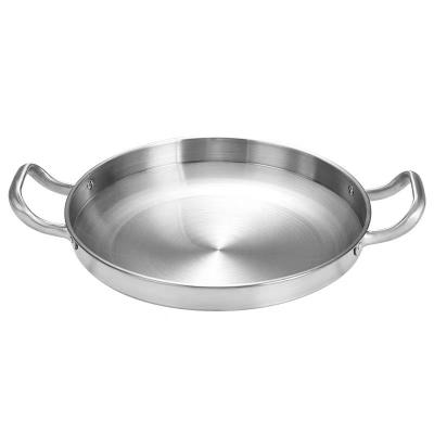 China 204 Stainless Steel Gold Non Stick Kitchen Cookware Noodle Pot Viable Silver Paella Pan Mini Frying Pan for sale