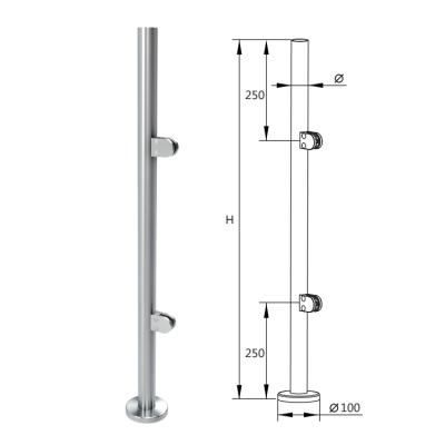 China Easy Installation German Handrail Craft Post Top Handrail Hardware Frameless Railing Staircase Fencing Stainless Steel Post for sale