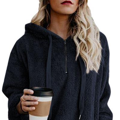 China Anti-wrinkle 2021 Autumn/Winter Women Long Sleeve Solid Color Fleece Sweater Hooded Ladies Sweater Jacket for sale