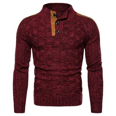 China Anti-pilling Men's Stand Neck Sweater Knit Casual Sweater for sale