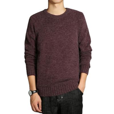 China Canton anti-pilling men 7GG viscose acrylic blends pattern round neck knitting elbow patched thick pullover men knit sweater for sale