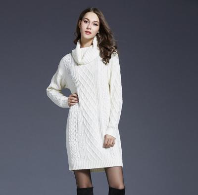 China Anti-pilling women sweater dress sweater plus big size turtle neck special for Europe and America market bun collar lady skirt the long for sale