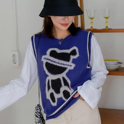 China Anti-pilling Manufacturer Provide Custom Women Knit V-Neck Sweater Vest for sale