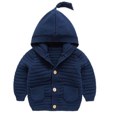 China Anti-pilling Cute warm computer small children boy girl knitted cotton bottom cardigan sweater with hoodie for sale