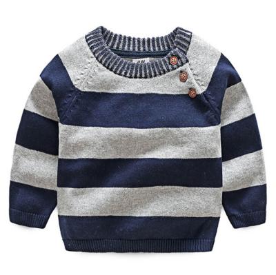 China Anti-pilling Toddler Boys Pullovers Sweater Knit Stripe Button Pattern Autumn for sale