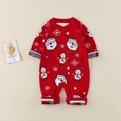 China Long Sleeeves Supply Custom Simple Newborn Sweater Knitted Christmas Romper Cotton OEM ODM Babies Boys Clothing Overalls for sale