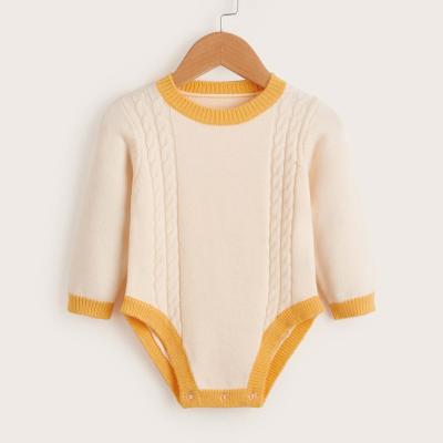 China Long Sleeeves Supply Custom Newborn Unisex Cotton Baby Boys Clothing Jumpsuit Knitted Romper Jumpsuit for sale