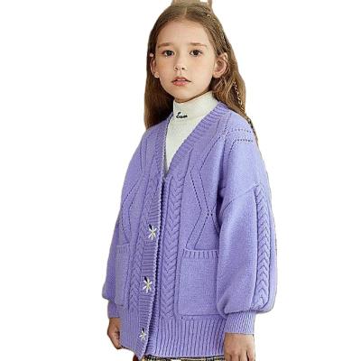 China Anti-pilling fashion girls cotton kids sweater plus size cardigan sweater for kids for sale