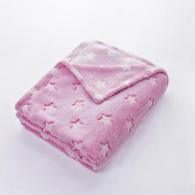 China Flannel Anti-Static Plush Throw Blanket Luminous Pink Unicorn Glow in Dark Blanket All Seasons Kids Blanket for sale