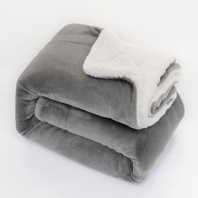 China China Factory Sustainable Sherpa Blanket Free Sample Double Layer Throw Flannel Sherpa Polyester Blanket For Winter for sale