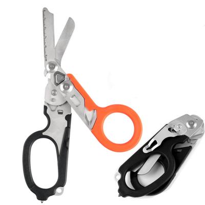 China Muliti-purpose Multifunctional 6 In 1 Tactical Folding Scissors Outdoor First Aid Knife Folding Shears for sale