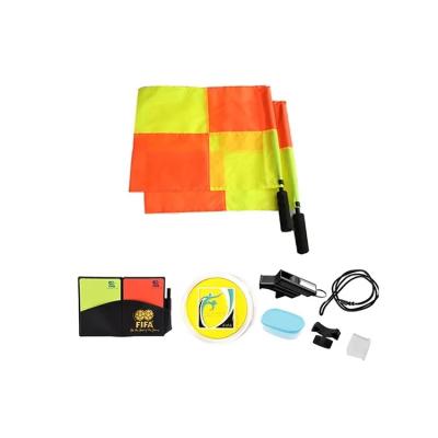 China PVC Soccer Referee Flag Coin Cards Whistle Set Referee Flag Kit Sports Training Equipment Professional Football for sale