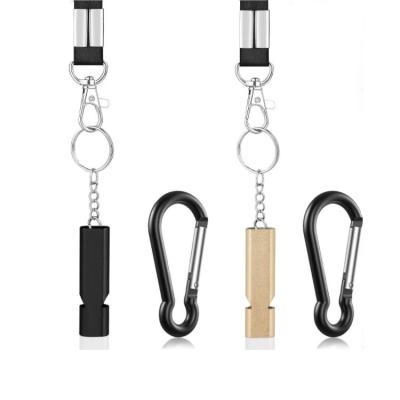 China Sports campsite. Custom Metal Whistle Aluminum Alloy Logo Emergency Survival Gear High Frequency Whistle Game With Lanyard Carabiner for sale