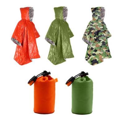 China Outdoor Camping Hiking Cold Disposable First Aid Blankets Insulation Raincoat Emergency Travel Camping Survival Gear Waterproof Clothing Wholesale for sale