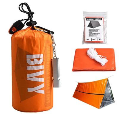 China Extended Type Old Aluminum Film PE Material Survival Covers Emergency Tents Covers Sleeping Bag With Survival Zip for sale