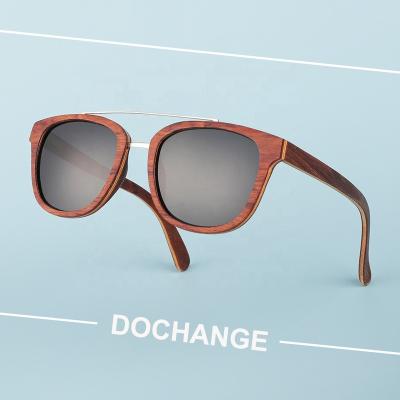 China Custom Logo Fashion Mirror Carbon Sunglasses 2022 Vintage Eyewear Bamboo Multilayer Wood Sunglasses Eco-friendly Logo OEM for sale