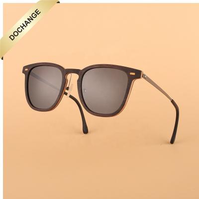 China Custom Bamboo Fashion Black Mirror Logo Bamboo Metal Eye Metal Eye Spring Frame Luxury Wood Sunglasses Fashion Sunglasses for sale