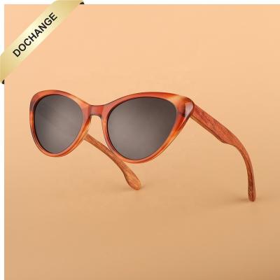 China OEM 2022 Custom Logo Wholesale Sunglasses Acetate Sunglasses Fashion PC Temples Eyewear Bamboo Wooden Arms Eco-friendly for sale