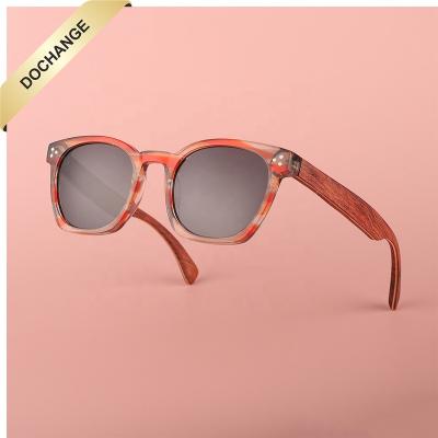 China Eyewear 2022 Fashion Sunglasses Acetate Shades Bamboo Temples Arms PC Eco-friendly Wooden Sunglasses Custom Logo Fashion for sale