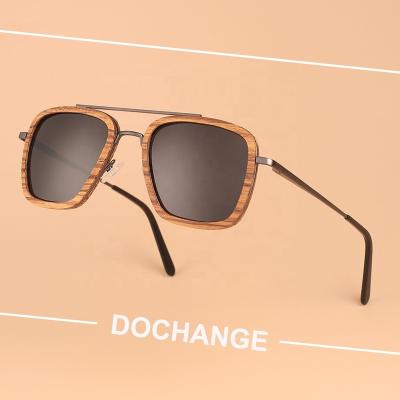 China 2022 Metal Recycled Sunglasses Fashion Sunglasses Wood Retro Polarized Square Sunglasses Men High Quality Eco-friendly for sale