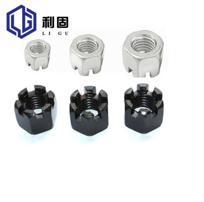 China Heavy Industry Wholesale Spline Nut Stainless Steel High Quality Hardened Black Castle Nut For Axle Hole Fit for sale