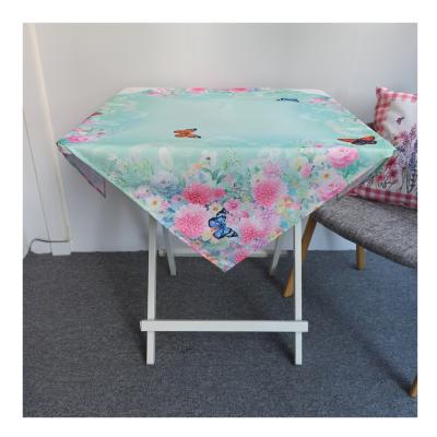 China Home 100%polyester digital printed on woven fabric single square floral tablecloth for home decoration for sale