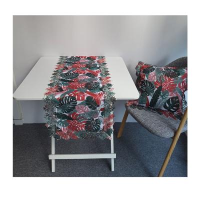 China Chemical Lace Round Border Reasonable Price Decorative Printed Table Runner For Coffee Table for sale