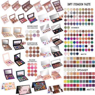 China Custom Eyeshadow Palette Purple Orange Green Blue Red High Dye Waterproof Shimmer Matte Eye Shadow No Logo for sale