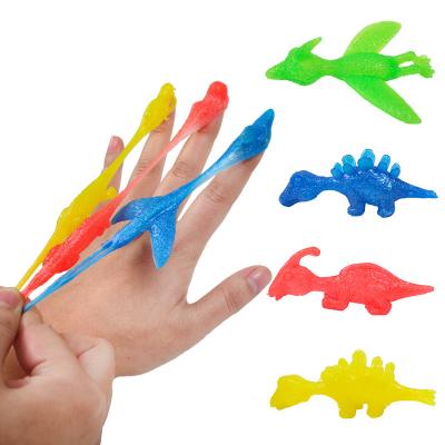 China Factory direct sales of children's duct simulation finger catapult slingshot Tpr animal catapult Toy Dinosaurs for sale