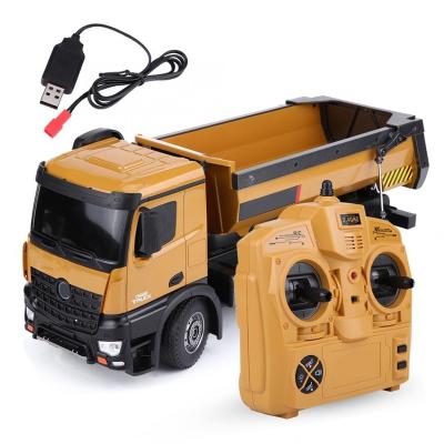 China Custom Material Remote Control Dump Truck 1/14 2.4ghz 10ch Eco-friendly Engineering Self-Dump Truck Led Rc Light Truck Model for sale