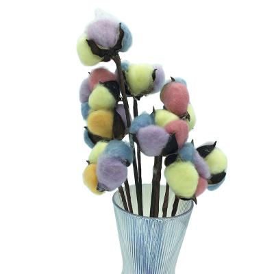 China Beautiful Colorful Wholesale Cotton Hand Made Dry Single Head Flowers For Home Decoration for sale