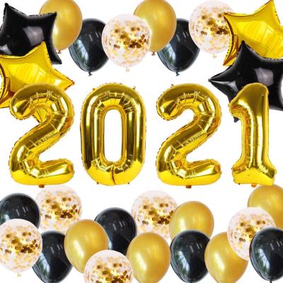 China Toy Gift Toy 40inch 2021 Balloons Set Graduation Party with Silver Confetti Balloons 18inch Star Balloons for New Year Party for sale