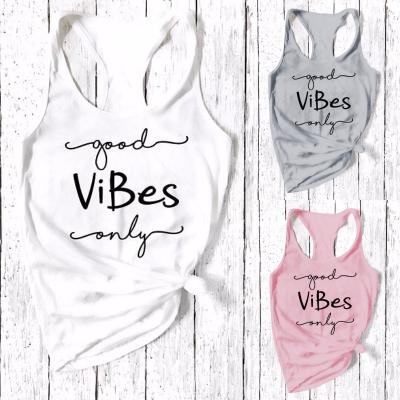 China 2021 Wholesale Anti-Shrink Your Own Letter Receback Sleeveless T-shirt OEM Women Design Printed Custom Tank Top for sale