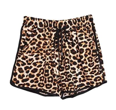 China Anti-wrinkle Shieldrock hot sale loose printing ladies plus size shorts leopard women's shorts for sale