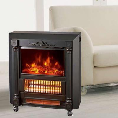 China Mobile Fireplaces electric heater fire log electric stove SF-1424 flame effect room Heater Quartz tube infrared wheels for sale