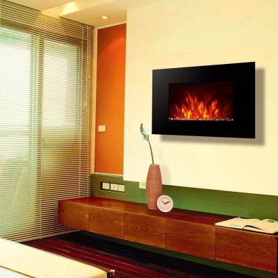 China Fire flame Flat Tempered Glass Wall Mounted Electric Fireplace Heater EF-14B Pebbles room heater  home decoration for sale