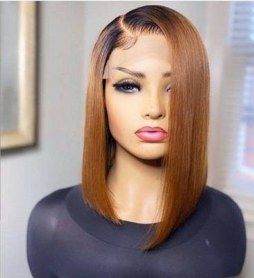 China 13x4 Straight Lace Ombre Frontal 1B30 Bob Peruvian Straight Frontal Short Bob Wig Remy Hair for Colored Women for sale