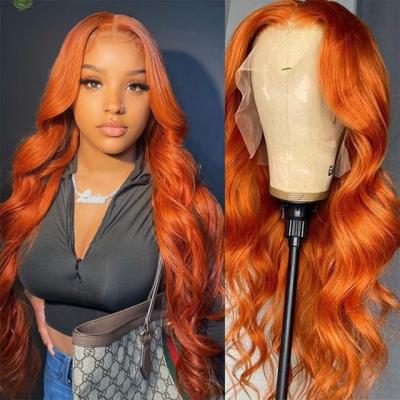 China Body Wave 13x4 Lace Front Wig Bodywave Orange Ginger Brazilian Remy Colored Human Hair Wigs For Women Pre Plucked Glueless for sale