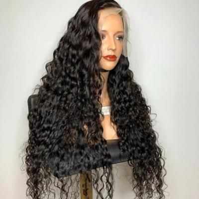 China Body Wave Water Wave 13x4 Water Wave Curly Transparent Lace Frontal Wig For Women Brazilian Hair Color Wig for sale