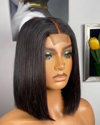 China Straight 2x6 Kim Lace Closure Short Bob Wig For Color Women Straight Hair Short Wig Lace Closure Wig for sale