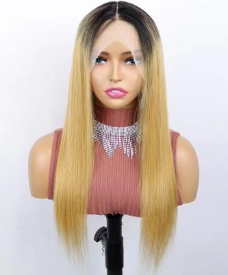 China 13x1 Straight T Lace Up Straight Transparent Lace Front Remy Human Hair Wigs Pre Plucked For Colored Women for sale