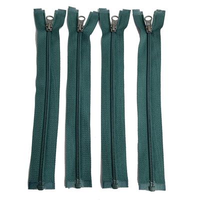 China Matte Gun Slider 4# High Quality Nickel Free Finish Open Green Nylon Zipper Zipper For Men's Clothing Accessories for sale