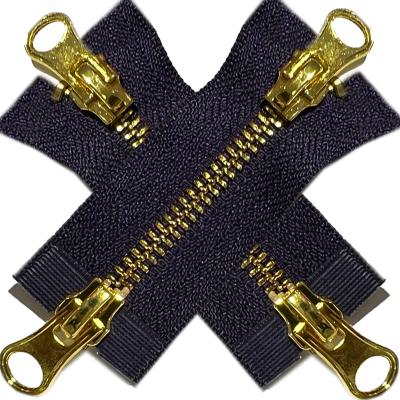 China High Quality Nickel Free M5# Factory OEM Tea Two Way Metal Zipper Pull Gold Color Brass Y Metal Teeth Zippers For Bags Jeans Handbags Jacket for sale