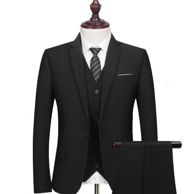 China Wholesale Anti-Wrinkle Anti-Wrinkle Set Wedding Slim Fit Office Business 3 Piece Suits Gray Navy Formal Men Black Suits And Blazer Vest Pants for sale