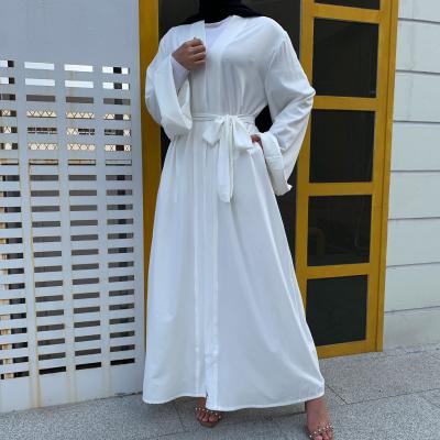 China Hot Selling White Moroccan Abaya Long Robe Dubai Dubai Open Islamic Clothing Plain For Ladies Plus Size Black Muslim Women Abaya 7-1763 7-1763 Long Dress for sale