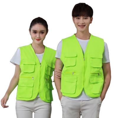 China V Neck High Quality High Quality White Fashion Visibility Vest Zipper Men's Multi-pocket Vest Sleeveless Waistcoat for sale