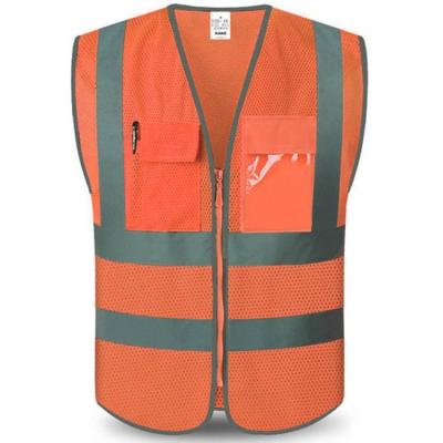 China High Visibility XIAKE Fluorescent Orange Safety Protect High Reflective Zipper Hi Vis Vest for sale