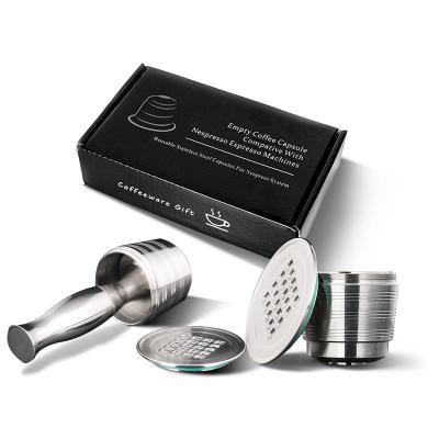 China 4PC/Set Nespresso Stainless Steel Coffee Capsule Refillable Coffee Tamper Reusable Coffee Pod Business Birthday Coffeeware Gift for sale